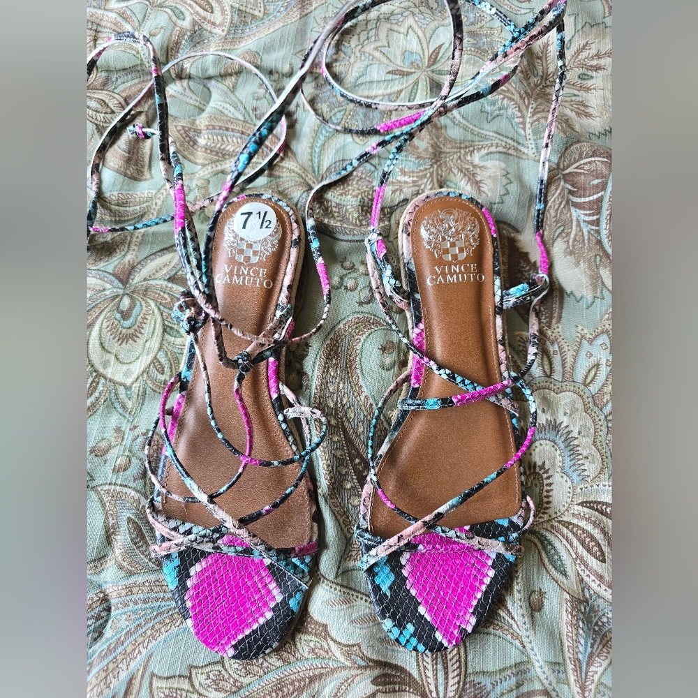 Vince Camuto Pink and Black Elegant Sandals